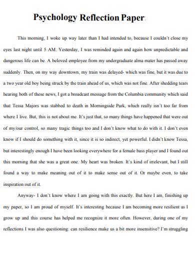 Psychology Internship Reflection Paper