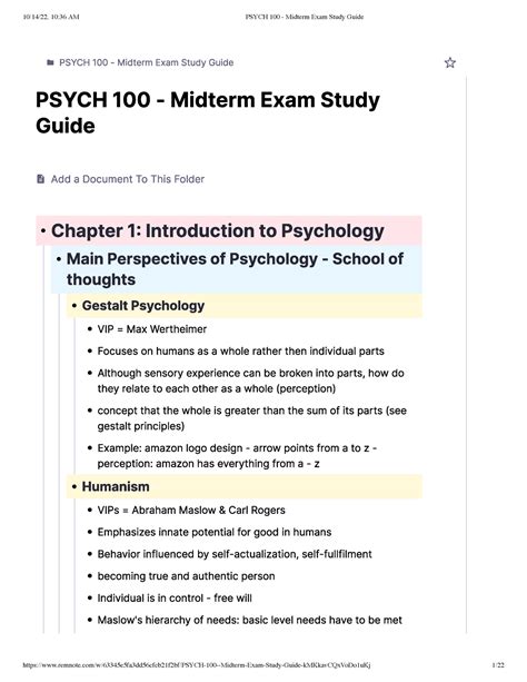 Read Online Psychology 100 Midterm Exam Answers 