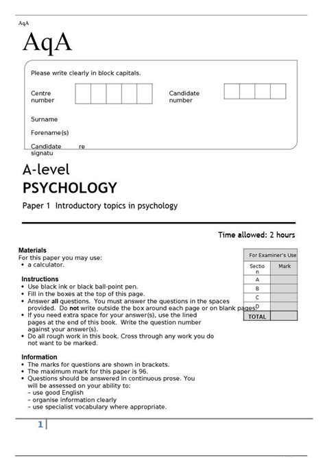 Full Download Psychology A Level Past Papers File Type Pdf 