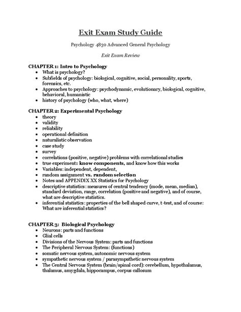 Full Download Psychology Exit Exam Study Guide 