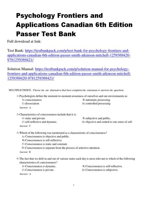 Download Psychology Frontiers And Applications Quizzes 