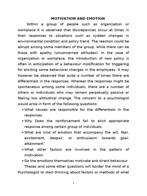 Read Online Psychology Paper On Motivation 