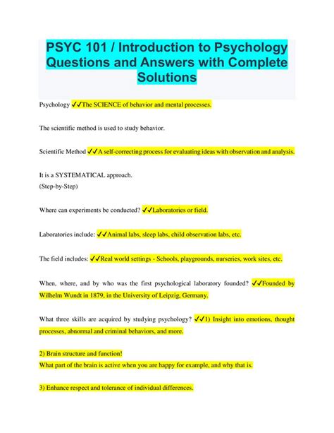 Download Psychology Questions Answers 