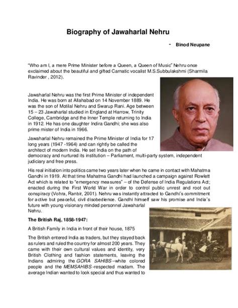 pt nehru biography