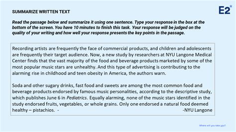 Pte Summarize Written Text