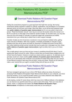 Read Public Relations N5 Question Papers 