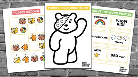 Pudsey Stay At Home Activities Bbc Children In Children In Need Activity Sheets - Children In Need Activity Sheets