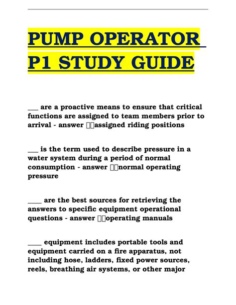 Pump Operator Study Guide