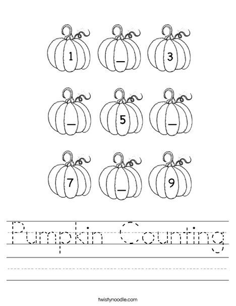 Pumpkin Counting Worksheet Twisty Noodle Pumpkin Counting Worksheet - Pumpkin Counting Worksheet