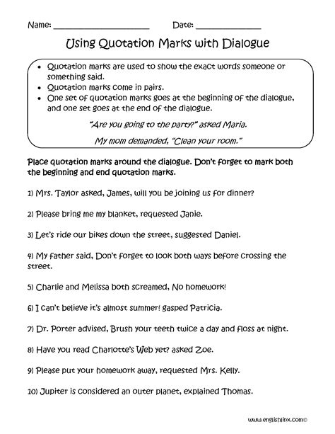 Punctuating Dialogue Grade Six Worksheets Learny Kids Dialogue Punctuation Worksheet 6th Grade - Dialogue Punctuation Worksheet 6th Grade