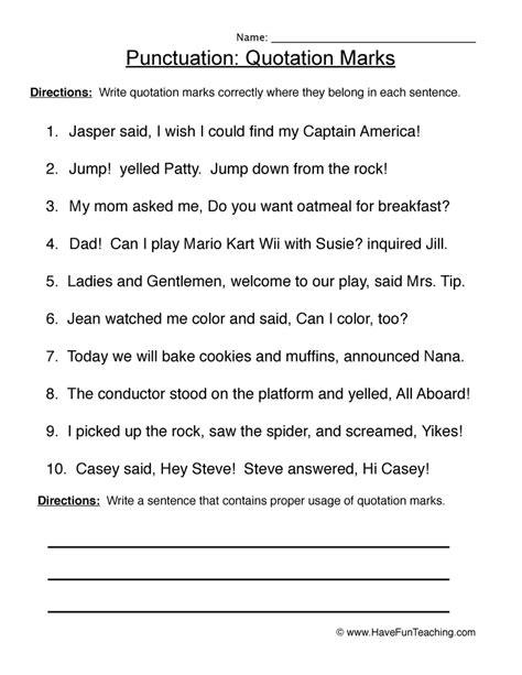  Punctuating Quotes Worksheet - Punctuating Quotes Worksheet