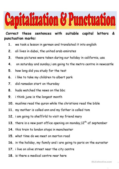 Punctuation And Capitalization Third Grade English Worksheets Punctuation Worksheets For Grade 3 - Punctuation Worksheets For Grade 3