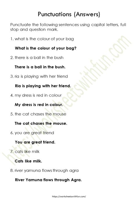 Punctuation Exercises With Answers