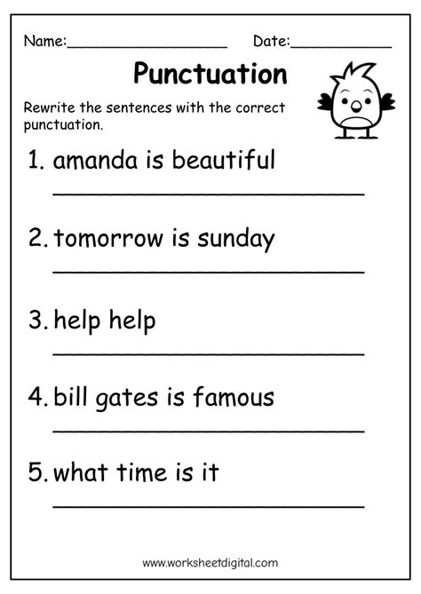 Punctuation Worksheet For Class 3