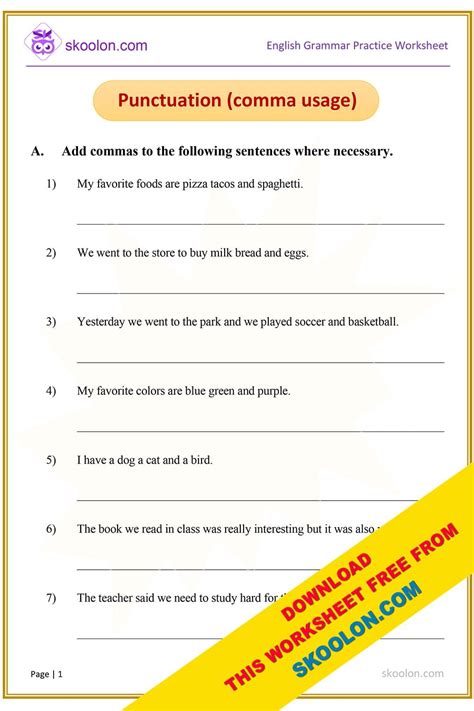 Punctuation Worksheet For Class 4