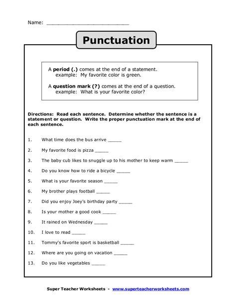 Punctuation Worksheets For Grade 5 English Shree Rsc Worksheet On Punctuation For Grade 5 - Worksheet On Punctuation For Grade 5