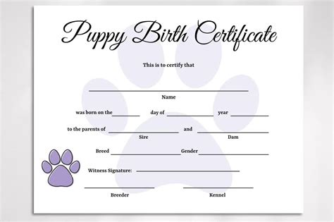 puppy birth certificates in 2020 Birth certificate template, Dog