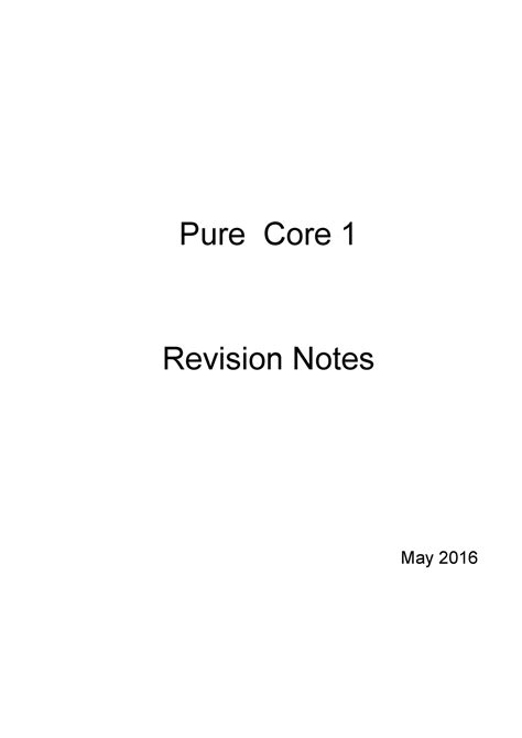 Download Pure Core 1 Revision Notes 