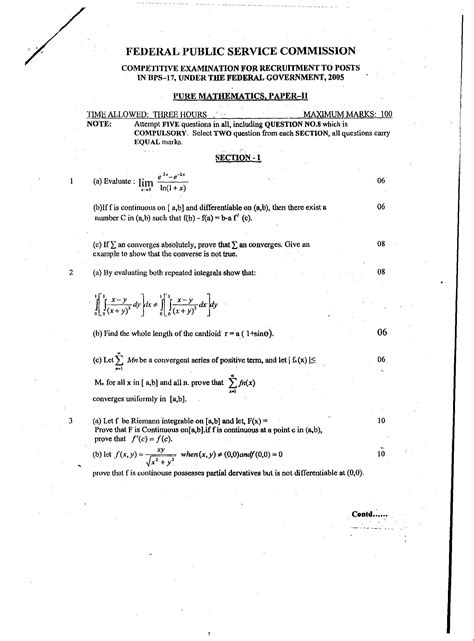 Read Pure Mathematics Past Paper 
