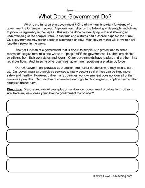 Purpose Of Government Worksheets Learny Kids Purpose Of Government Worksheet - Purpose Of Government Worksheet