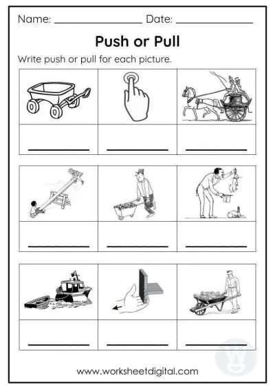 Push And Pull Worksheet   Push Or Pull Worksheets K5 Learning - Push And Pull Worksheet