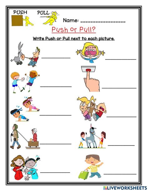 Push And Pull Worksheets Math Worksheets 4 Kids Push And Pull Worksheet For Kindergarten - Push And Pull Worksheet For Kindergarten
