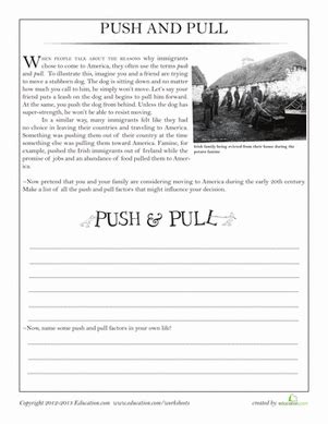 Push Pull Immigration Worksheet Education Com Immigration Worksheets 4th Grade - Immigration Worksheets 4th Grade
