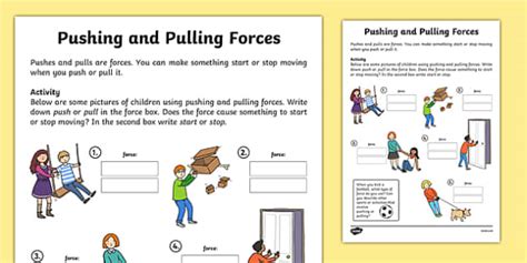 Pushing And Pulling Forces Worksheet Teacher Made Twinkl Push And Pull Worksheet - Push And Pull Worksheet