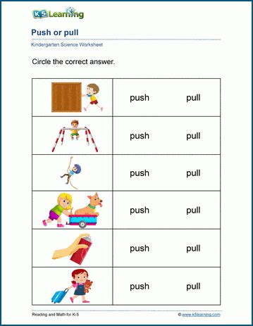 Pushing And Pulling Forces Worksheets K5 Learning Push And Pull Worksheet - Push And Pull Worksheet
