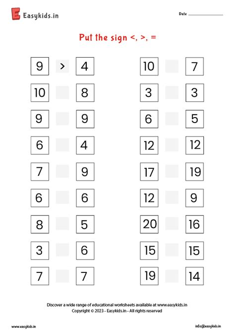 Put The Sign Worksheet