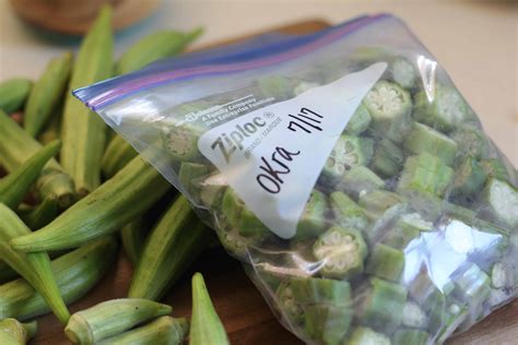 putting okra in freezer