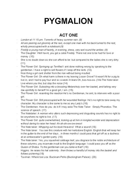 Pygmalion Act 1 Summary