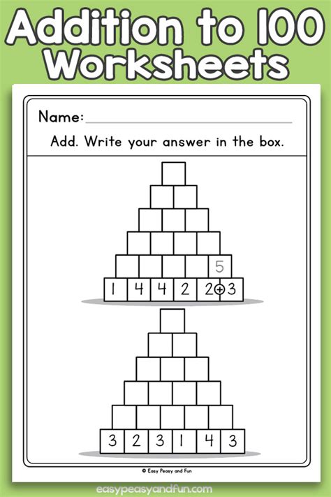Pyramid Addition To 100 Worksheets Digital Download Number Pyramids Worksheet - Number Pyramids Worksheet