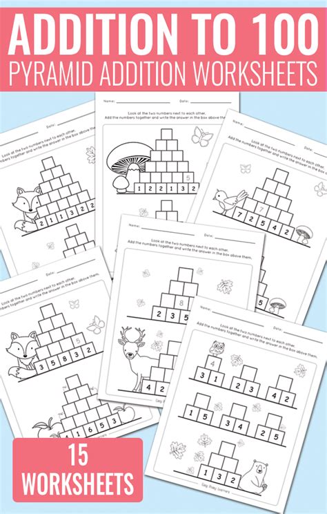Pyramid Addition Up To 100 Worksheets Easy Peasy Number Pyramids Worksheet - Number Pyramids Worksheet