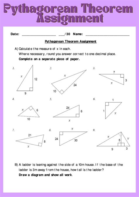 Pythagorean Theorem Assignment