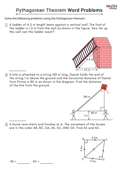 Pythagorean Theorem Word Problems Worksheets With Answers