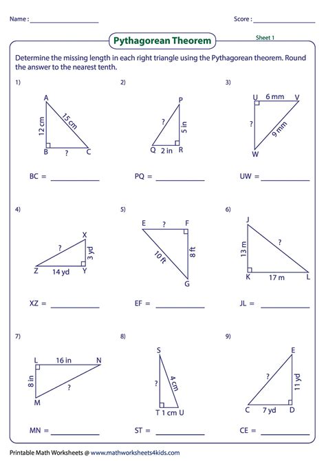 Pythagorean Theorem Worksheets Printable Online Answers Examples Pythagorean Theorem Worksheet With Answer Key - Pythagorean Theorem Worksheet With Answer Key