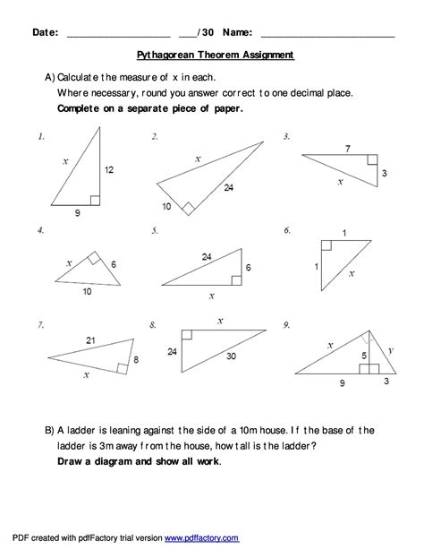 Pythagorean Theorem Worksheets Tutoring Hour Pythagorean Theorem Geometry Worksheet - Pythagorean Theorem Geometry Worksheet