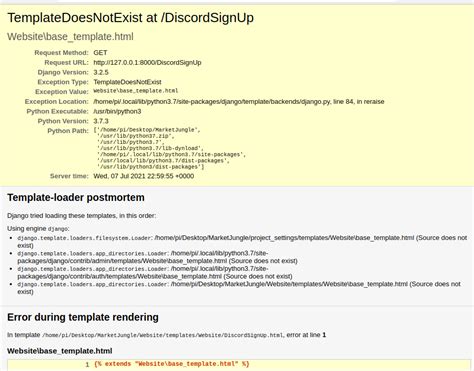 python Django TemplateDoesNotExist moving working project from