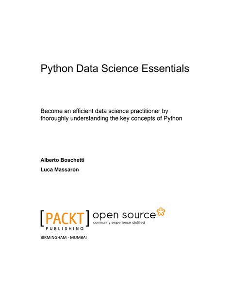 Python Data Science Essentials Learn The Fundamentals Of Data Science With Python