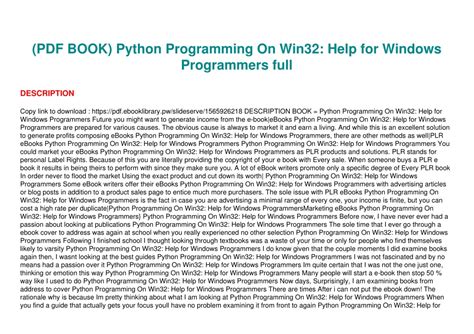 Python Programming On Win32: Help For Windows Programmers