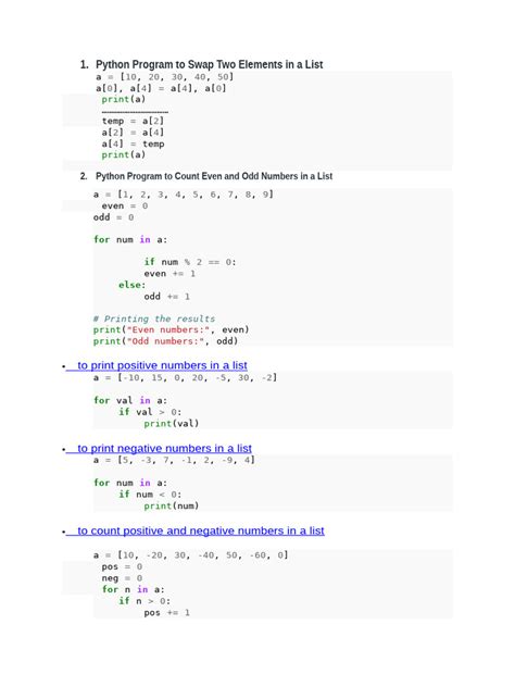 Python Programs List