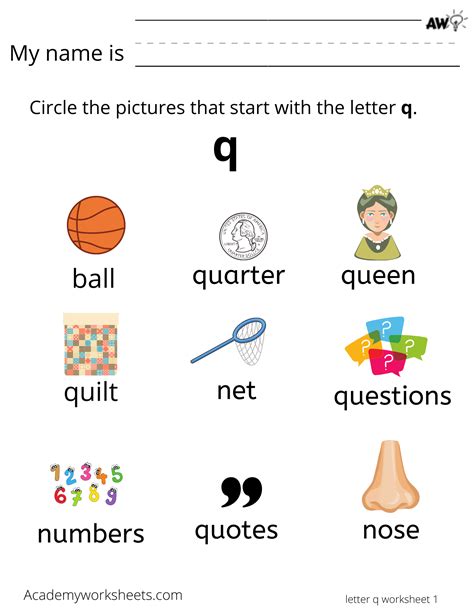 Q Words For Kids Preschool Words That Start With Q - Preschool Words That Start With Q
