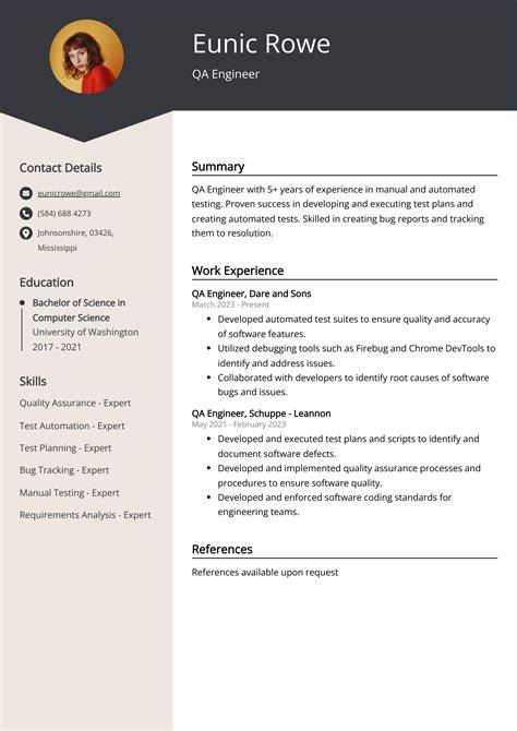 qa engineer cv bing