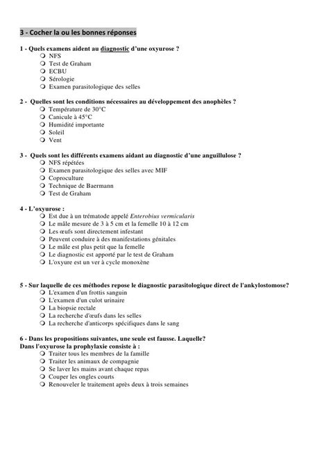 qcm de parasitologie pdf