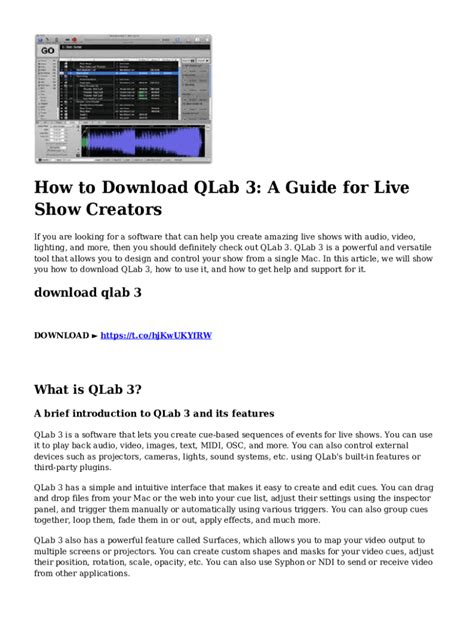 Download Qlab 3 User Guide 