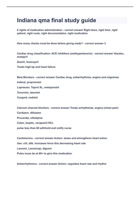 Qma Study Guide Indiana