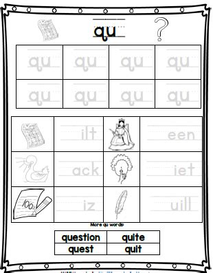 Qu Diagraph 3rd Grade Worksheet   Qu Digraph Activity Worksheets By Phonicsfun Tpt - Qu Diagraph 3rd Grade Worksheet