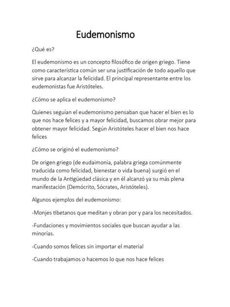 Qué Es Eudemonismo