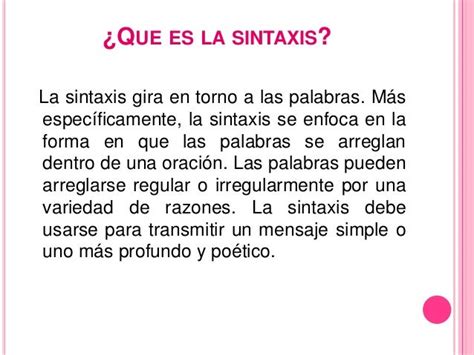 Qué Es Una Sintaxis